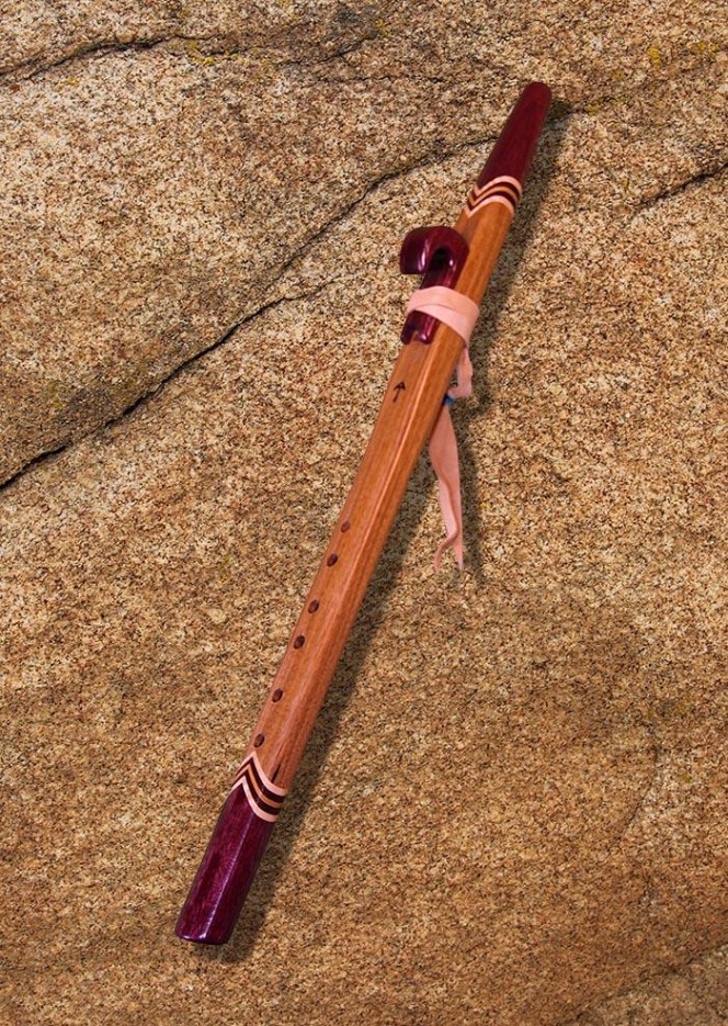 Canary Wood and Purpleheart Native American Style Love Flute  (F# - 440Hz)